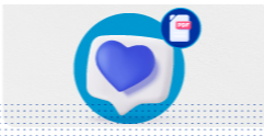 Icono de corazón con documento PDF sobre el cuidado del sistema de salud.
